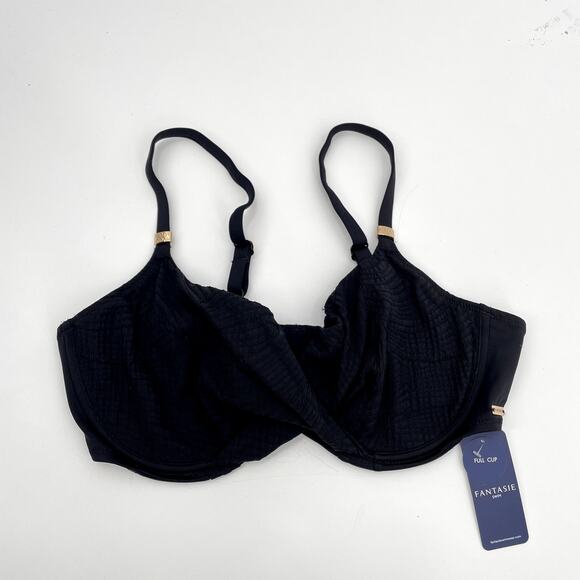 Fantasie Swim NWT Black Ottawa Underwire Wrap Full Cup Bikini Top // 36DD - Picture 4 of 12